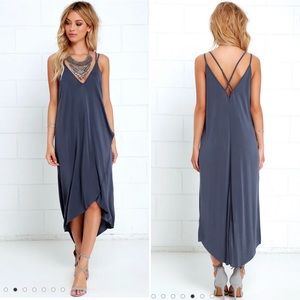 LULU’S 🦋 Mood & Melody Washed Blue High-Low Dress